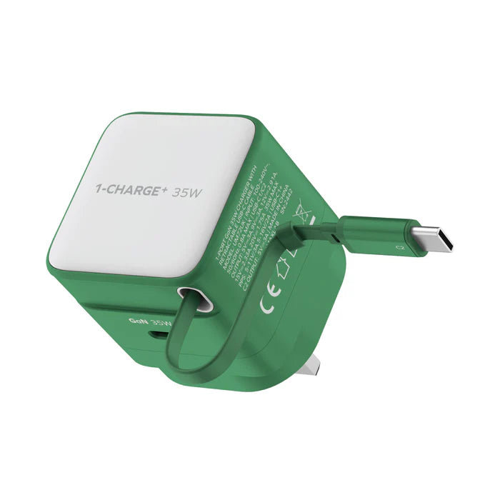 شاحن حائط Momax GaN 35W مع كيبل Type-C مدمج للشحن السريع شاحن حائط Momax GaN 35W مع كيبل Type-C مدمج للشحن السريع